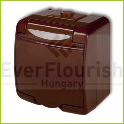 Aquastar földelt dugalj, csapfedeles, IP54, barna (22141B)