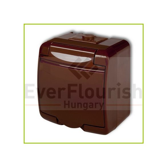 Aquastar földelt dugalj, csapfedeles, IP54, barna (22141B)