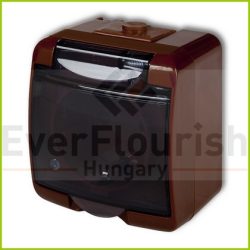   Aquastar földelt dugalj, átlátszó csapfedeles, IP54, barna (22111B)
