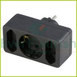 Földeletlen elosztó 2xeuró, 1xföldelt aljzat, fekete 12733