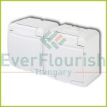 Aquastar double socket with white hinged lid, surface mounted, IP44, white 22151
