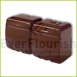   Aquastar földelt csf. dugaszolóaljzat, 2-es, barna IP54 22151B