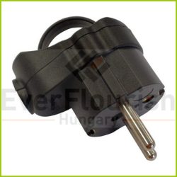   Grounded swinging plug (plastic) with side outlet pull-out lug, black
