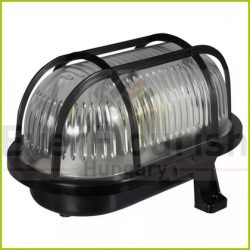   Hajólámpa, E27, ovális műanyag védőráccsal + 10W LED fényforrás 4500K IP54 fekete 25164