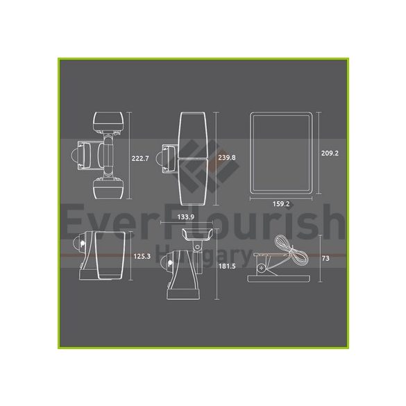 Napelemes LED lámpa mozgásérzékelővel két fejes 10W 700lm 4000K 46819