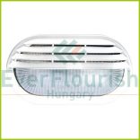 Hajólámpa, ovális, félig fedett, műanyagráccsal, fehér, 6929H