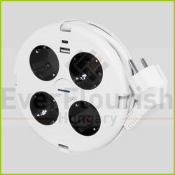   Asztali elosztó "PowerDisc" 4-es kapcsolós, 1.4m, 2db USB-vel (0015428109)