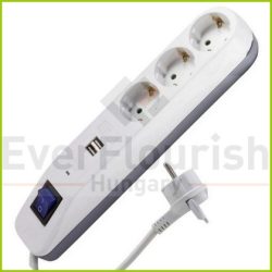   Asztali elosztó "ICE" 3-as kapcsolós + 2USB bliszteres (0014348103)