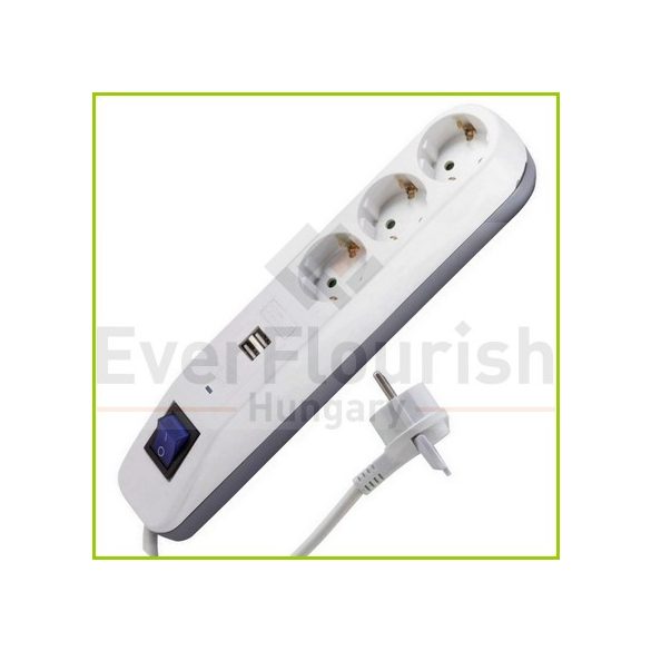 Asztali elosztó "ICE" 3-as kapcsolós + 2USB bliszteres (0014348103)