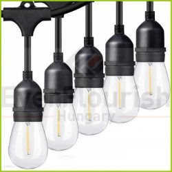   Fényfüzér 10 x E27, 10m 10+1 db 1W filament izzóval IP67 77587