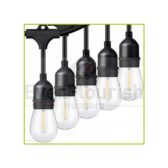 Fényfüzér 10 x E27, 10m 10+1 db 1W filament izzóval IP67 77587