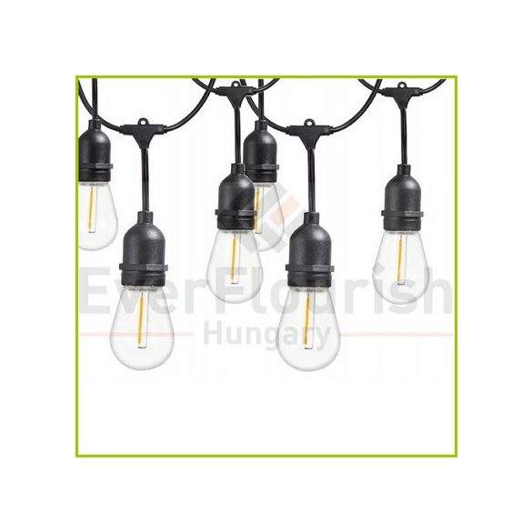 Fényfüzér 10 x E27, 10m 10+1 db 1W filament izzóval IP67 77587
