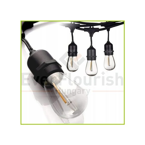 Fényfüzér 10 x E27, 10m 10+1 db 1W filament izzóval IP67 77587