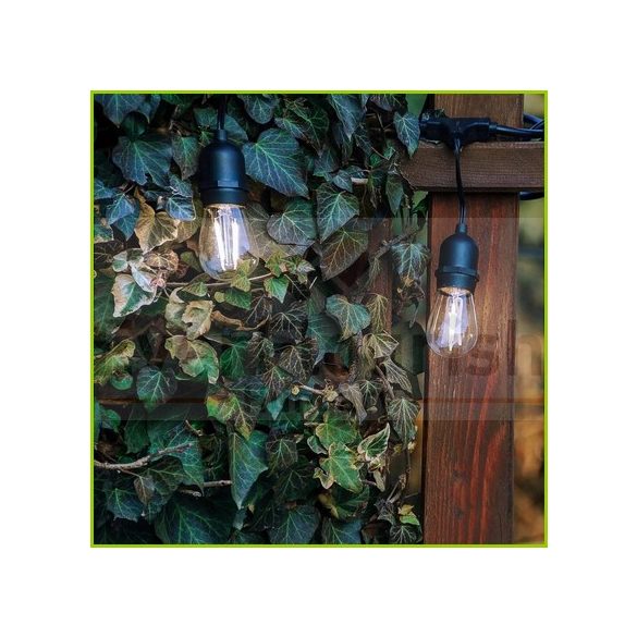 Fényfüzér 10 x E27, 10m 10+1 db 1W filament izzóval IP67 77587