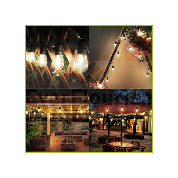 Fényfüzér 10 x E27, 10m 10+1 db 1W filament izzóval IP67 77587