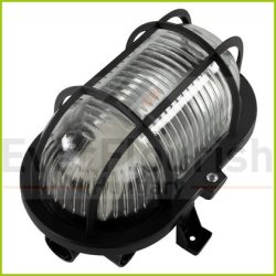   Hajólámpa, ovális, műanyagráccsal 60W, IP44 fekete (6914H)