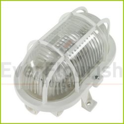   Hajólámpa, ovális, műanyagráccsal 60W, IP44 fehér (6915H)