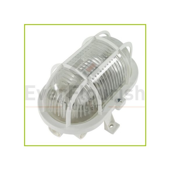 Hajólámpa, ovális, műanyagráccsal 60W, IP44 fehér (6915H)