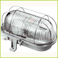 Hajólámpa, ovális, fémrácsos 100W, szürke (6910H)