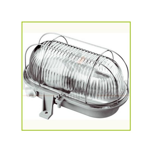 Hajólámpa, ovális, fémrácsos 100W, szürke (6910H)