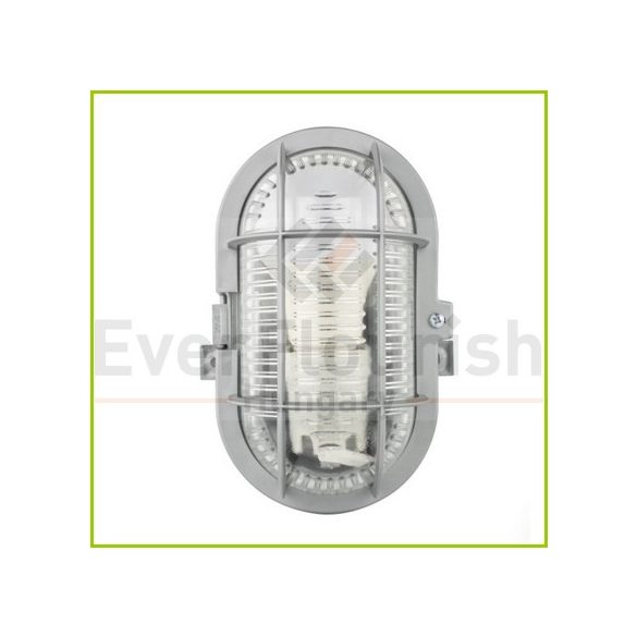 Hajólámpa, ovális, műanyagráccsal, szürke 90047