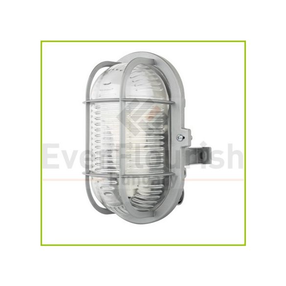 Hajólámpa, ovális, műanyagráccsal, szürke 90047