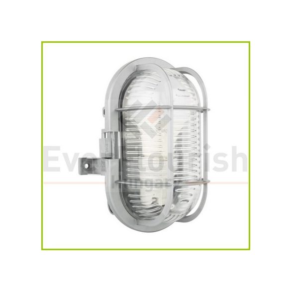 Hajólámpa, ovális, műanyagráccsal, szürke 90047