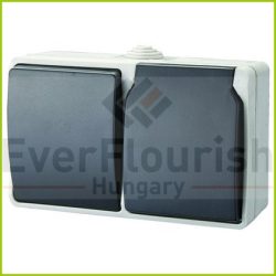  AQUATOP fk. váltókapcsoló + dugalj, vízszintes IP54 szürke 9873H