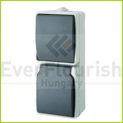   AQUATOP fk. váltókapcsoló + dugalj, függőleges IP54 szürke 9878H