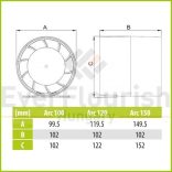 Ventilátor "aRc" Ø100 S csőbe 15W 104m3/h AR01-049